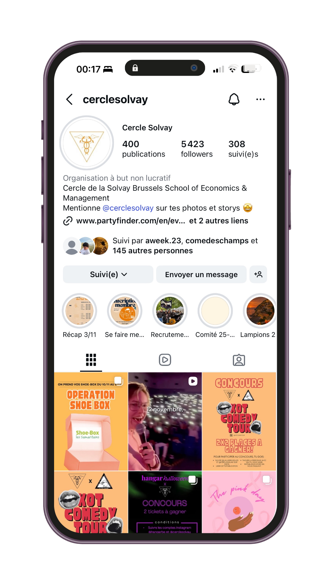 Mockup Instagram du Cercle Solvay